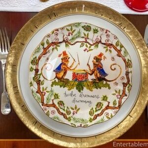Anthropologie Inslee Fariss 12 Days Of Christmas Drummers Dessert Plate